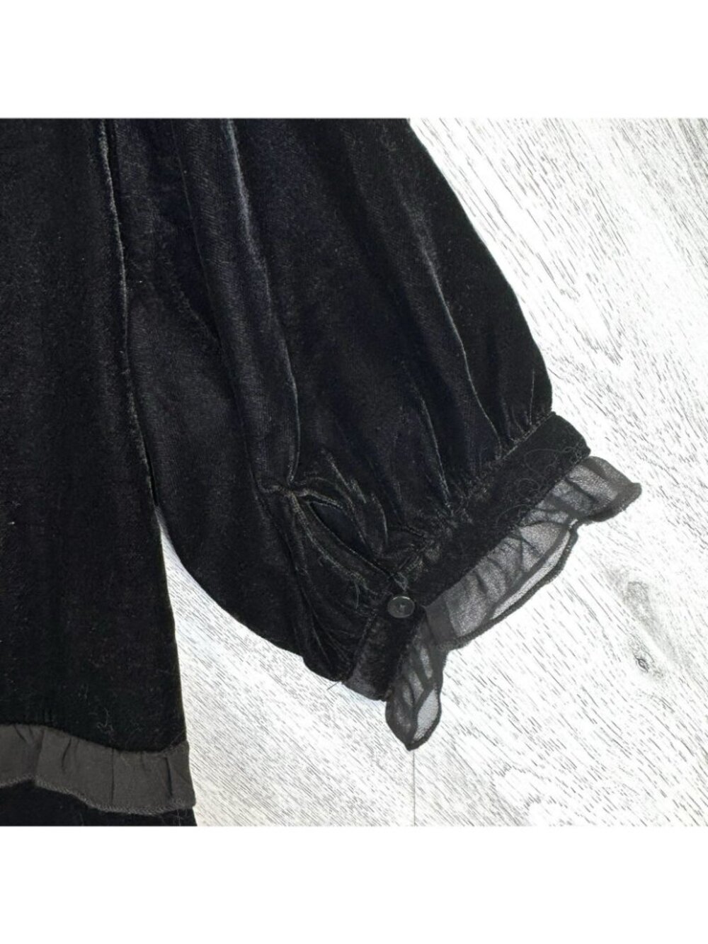 Point Zero Diana Dress Black Velvet Victorian Babydoll Ruffles Size XL New NWT - Picture 6 of 7